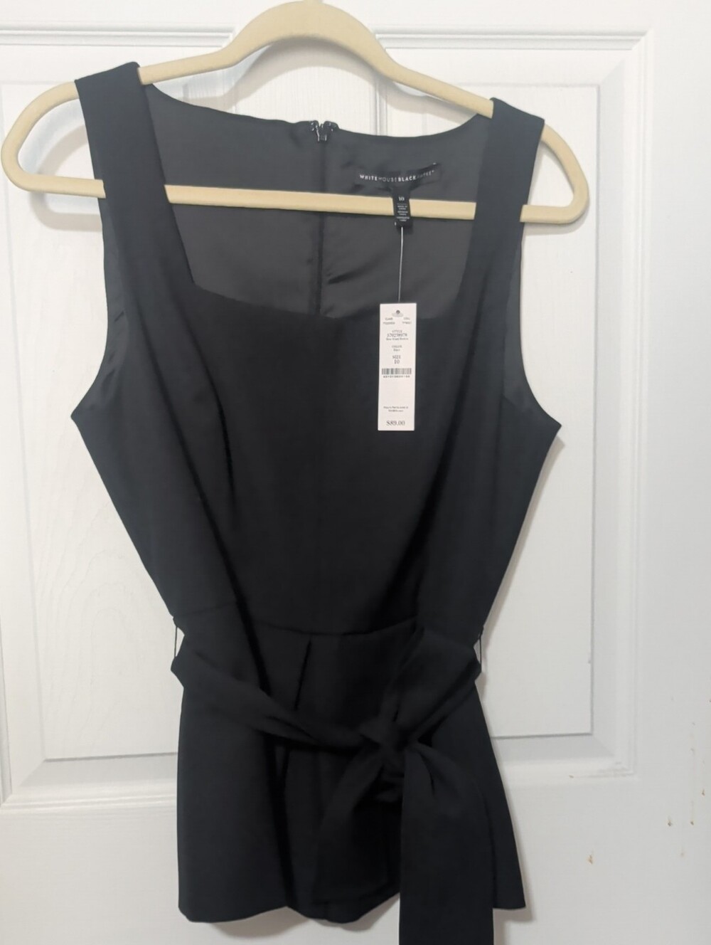White House Black Market Sleeveless Tie-Waist Top.